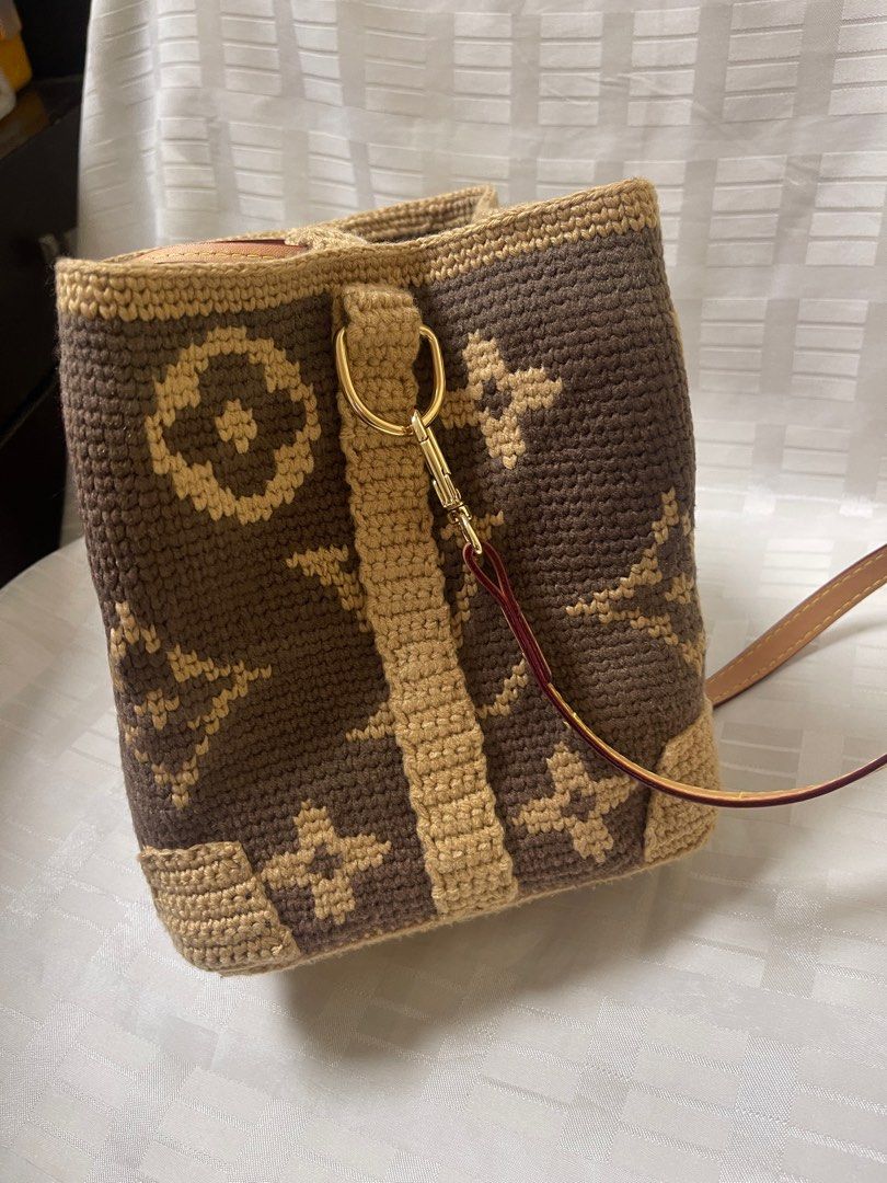 LV pattern Handmade Crochet Bucket Bag, Women's Fashion, Bags & Wallets,  Shoulder Bags on Carousell