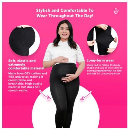 Black High Waisted Thick Maternity Leggings, 95% Polyester, 5% spandex