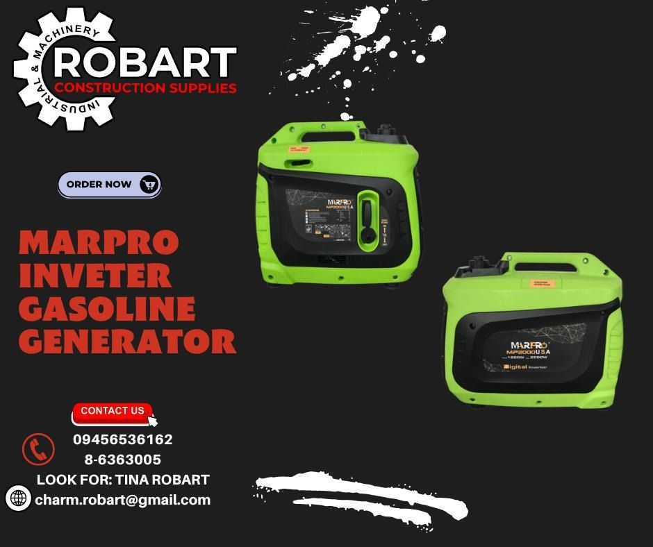 MARPRO INVETER GASOLINE GENERATOR (Category: Construction Tools & Equipment) located in Manila. Submitted by tina.sales (Listing ID 1237882532, Image 1). Description: MARPRO INVETER GASOLINE GENERATOR BRAND: MARPRO MODEL: MP2200IHD USB OUTOUT; 5V.MAX2.1A VOLTAGE ;220V AC/60HZ FUEL TANK ;4L RATED OUTPUT; 2000W MAX. OUTPUT; 2200W NOISE; 58dB(A) AT 7M ₱23750 𝒩𝑜𝓉𝑒: 𝒫𝓇𝒾𝒸𝑒𝓈 𝒶𝓇𝑒 𝓈𝓊𝒷𝒿𝑒𝒸𝓉 𝓉𝑜 𝒸𝒽𝒶𝓃𝑔𝑒 𝓌𝒾𝓉𝒽𝑜𝓊𝓉 𝓅𝓇𝒾𝑜𝓇 𝓃�