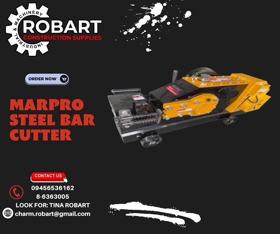 MARPRO STEEL BAR CUTTER (Category: Construction Tools & Equipment) located in Manila. Submitted by tina.sales (Listing ID 1237887905, Image 1). Description: MARPRO STEEL BAR CUTTER BRAND: MARPRO MODEL: MPSBC-40 Cutting Diameter Range Ordinary carbon steel 6-40MM Class II rebar 6-32MM Cutting Freqency 32T/M Motor Power Copper 100% 4KW Motor Speed 2890R/M Working Voltage Single-phase 220V/60HZ ₱125000 MODEL: MPSBC-50 Cutting Diameter Range Ordinary
