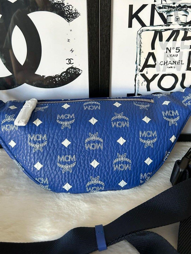 MCM Bum/Belt Bag (Category: Luxury Bags & Wallets) located in Manila. Submitted by bagislifeshop (Listing ID 1224822794, Image 3). Description: ▪️MCM Bum/belt bag▪️ ☑️Available in manila ✅Condition: Unused ✅Material:Visetos coated canvas leather ✅Colour: Blue in SHW ✅Size: 30x 16 x 10 cm ✅Inclusions: Dustbag .