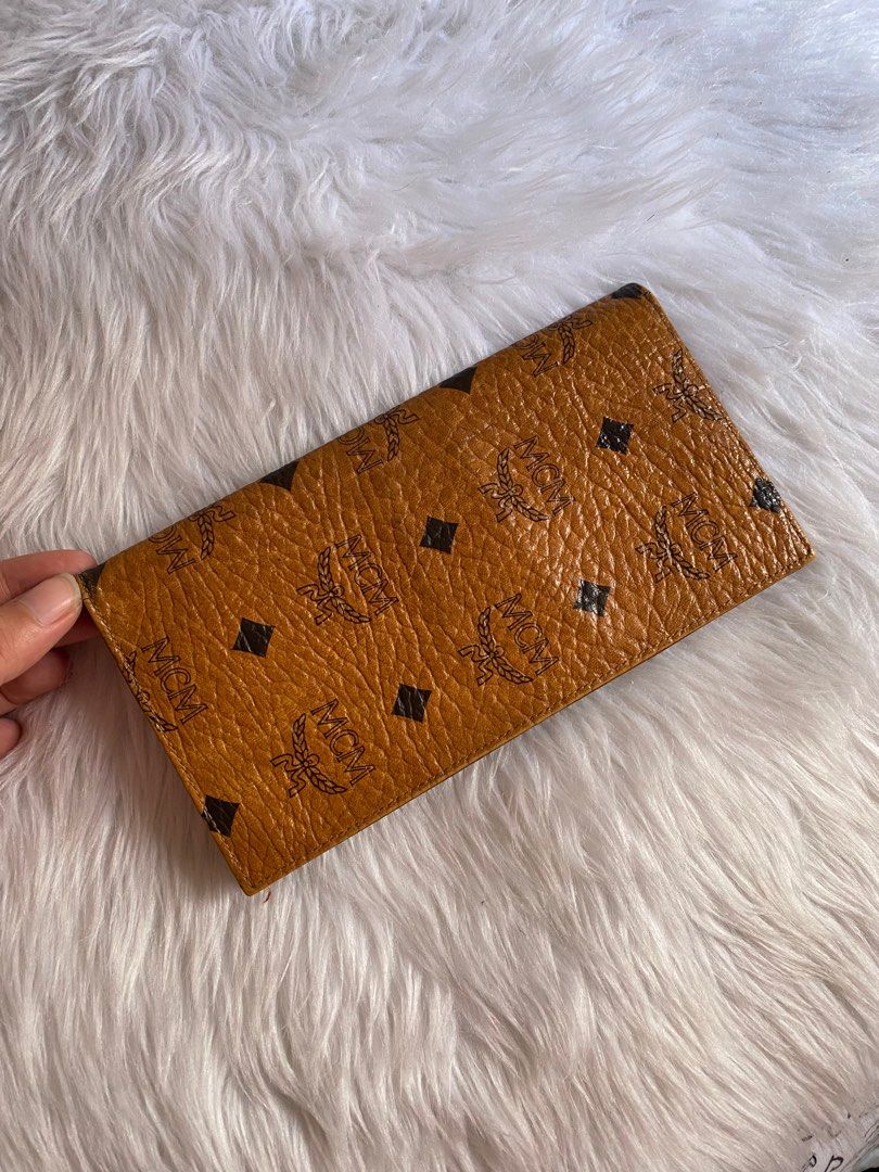 Authentic MCM Cognac Long Wallet, Luxury, Bags & Wallets on Carousell