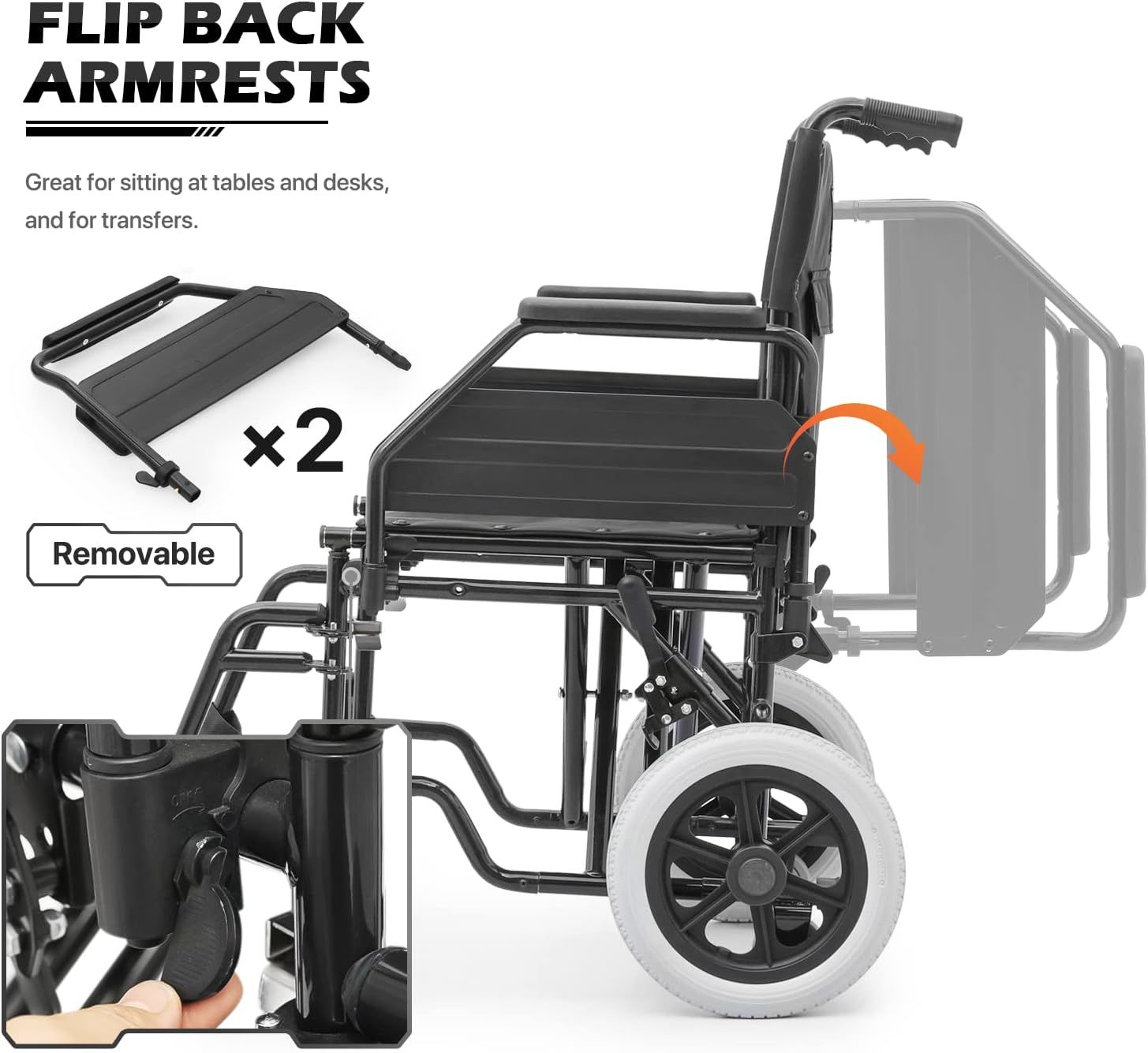 MoNiBloom Folding Lightweight Wheelchair, Portable UserFriendly Wheel