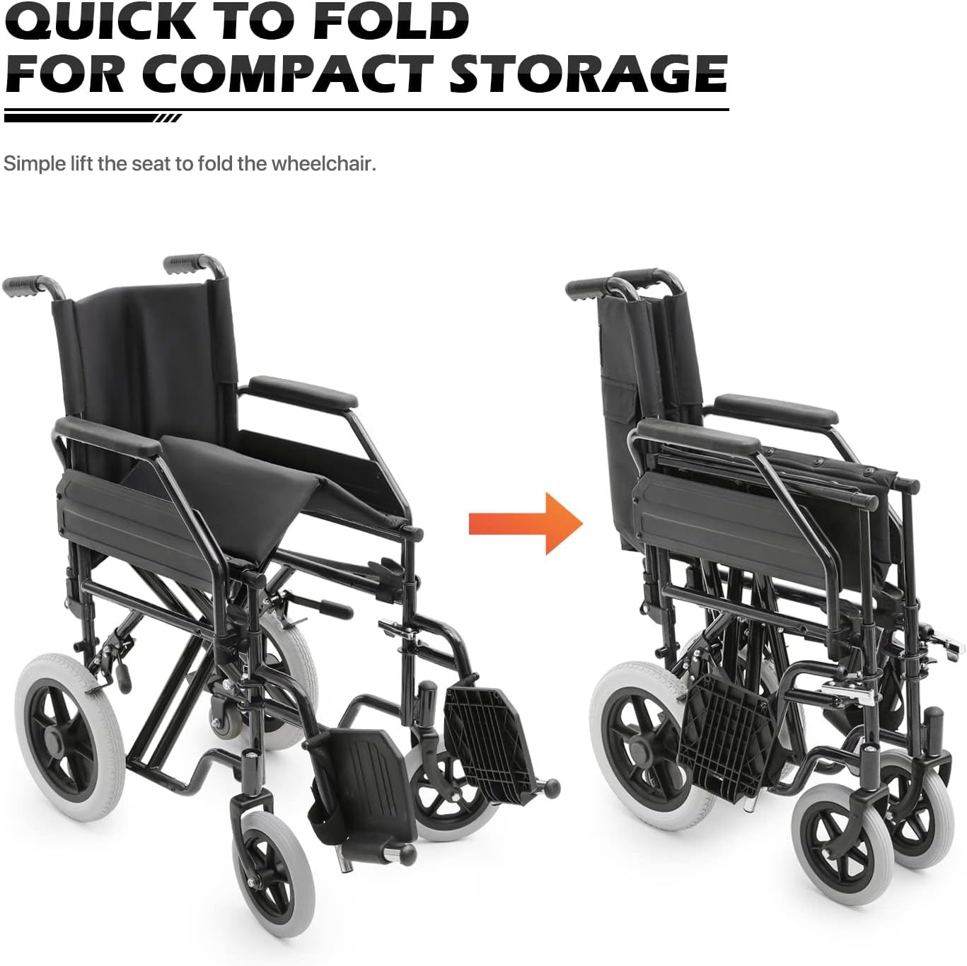 MoNiBloom Folding Lightweight Wheelchair, Portable UserFriendly Wheel Chair with FlipBack
