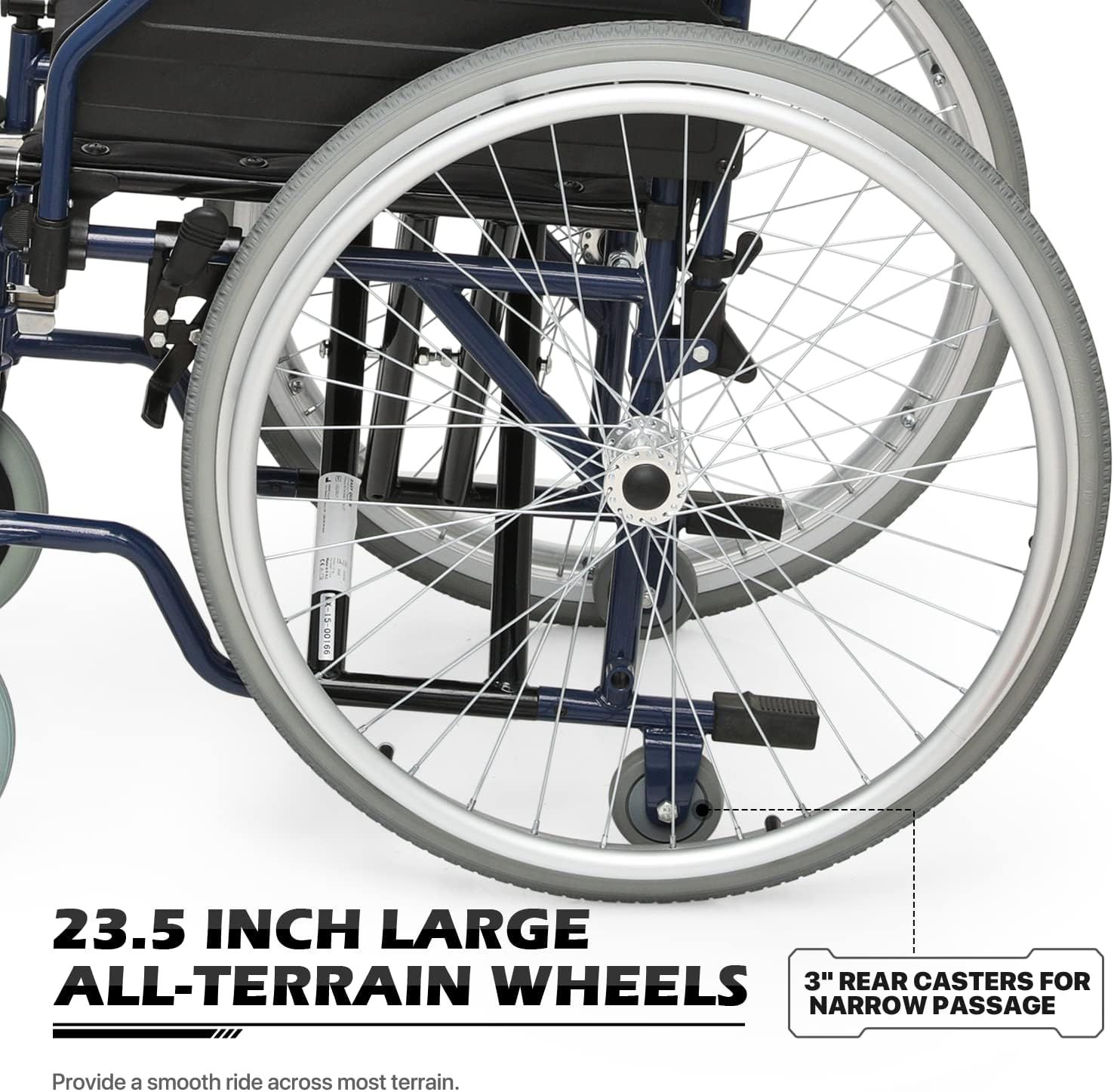 MoNiBloom Lightweight Folding Wheelchair with Removable or Flip Back