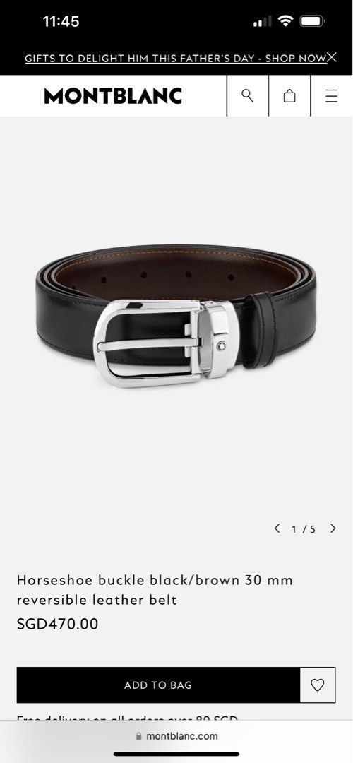 Horseshoe buckle black/brown 30 mm reversible leather belt - Luxury Belts –  Montblanc® US