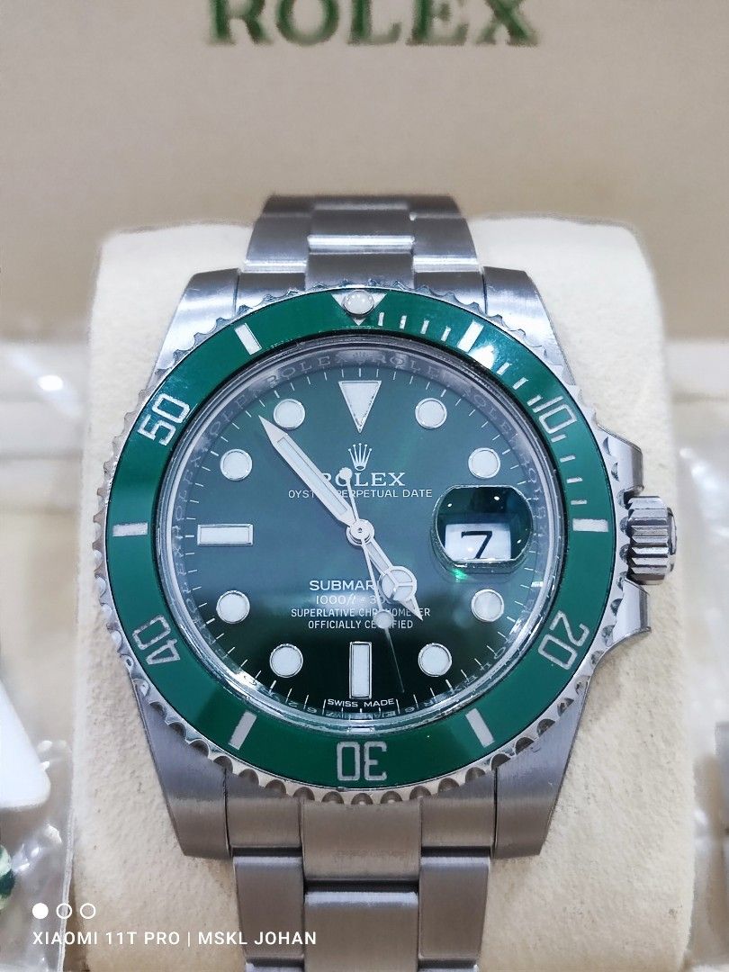 MSKL JOHAN ROLEX 116610LV Submariner Green Hulk Discontinued Full Set Stickers Unpolished Good Condition 2018