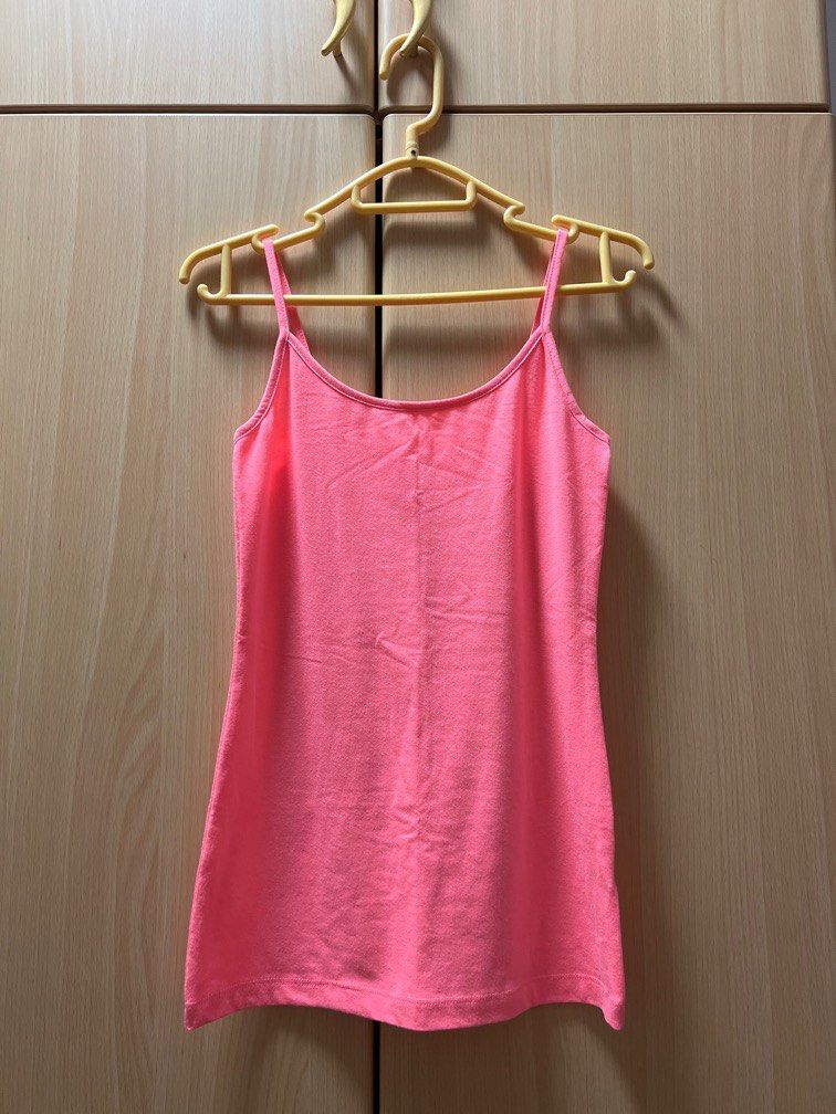 Neon pink spaghetti strap top shop
