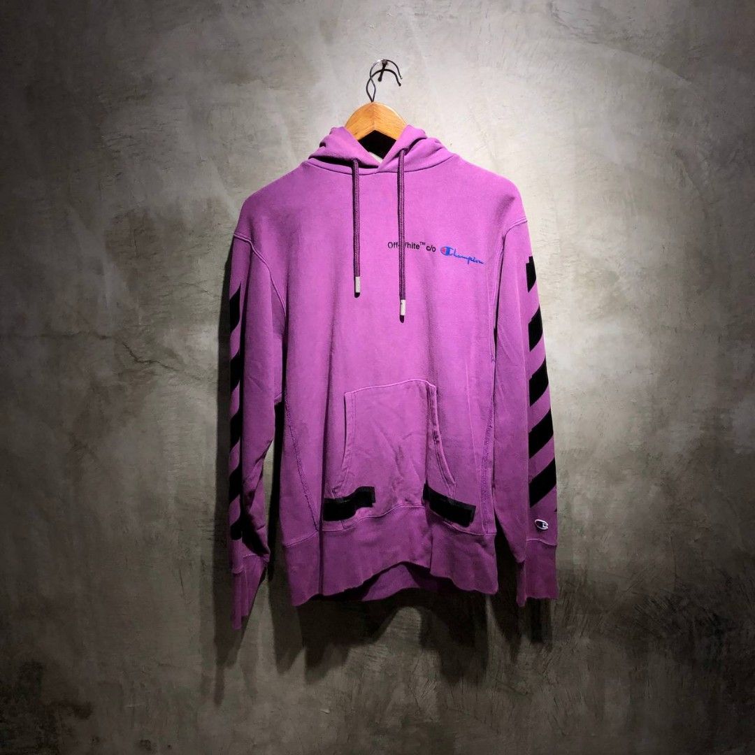 Off white x champion purple hoodie online
