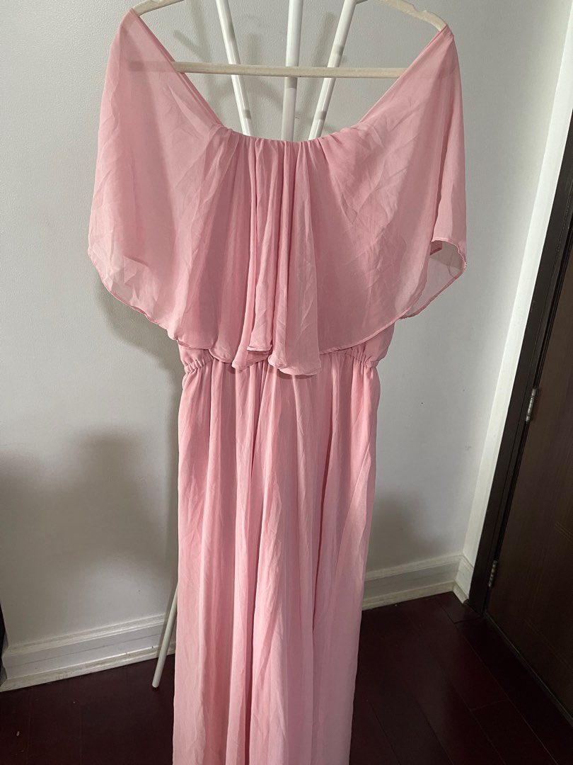 pink off shoulder gown