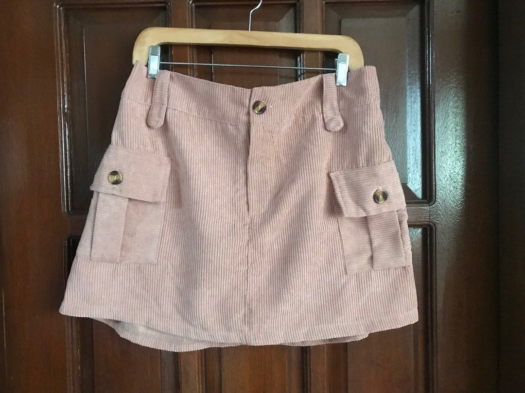 Plus size corduroy skirt khaki sale