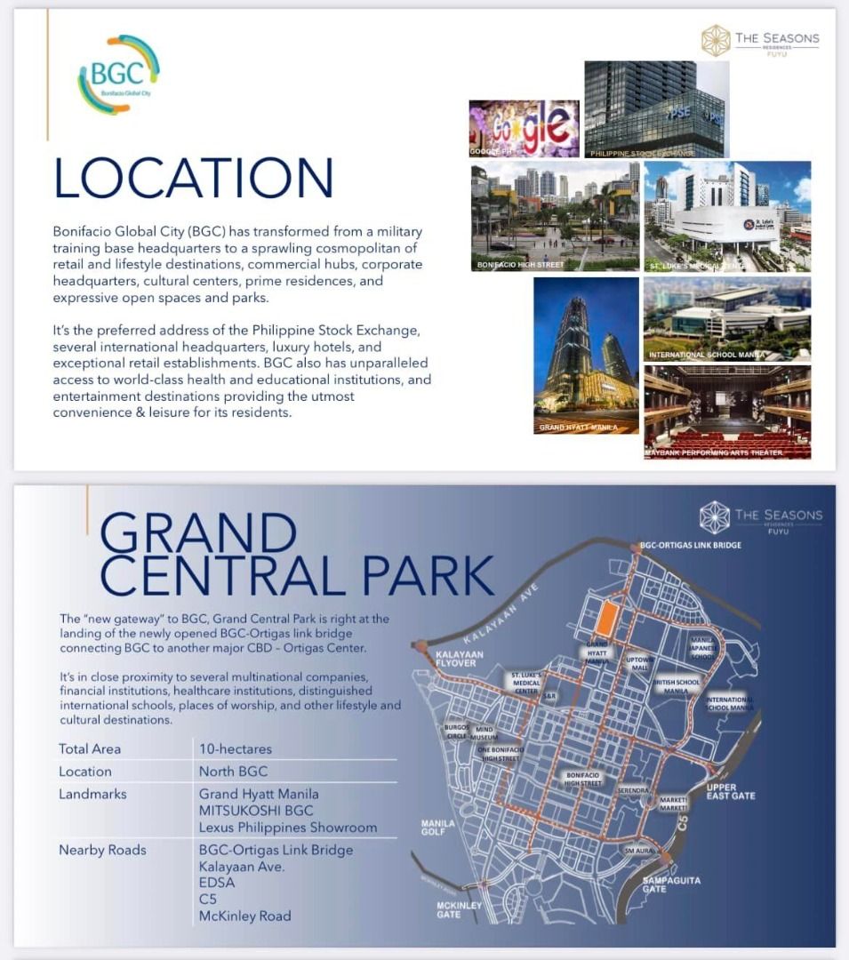 Pre selling condo in bgc The seasons residences near st lukes 1st ever