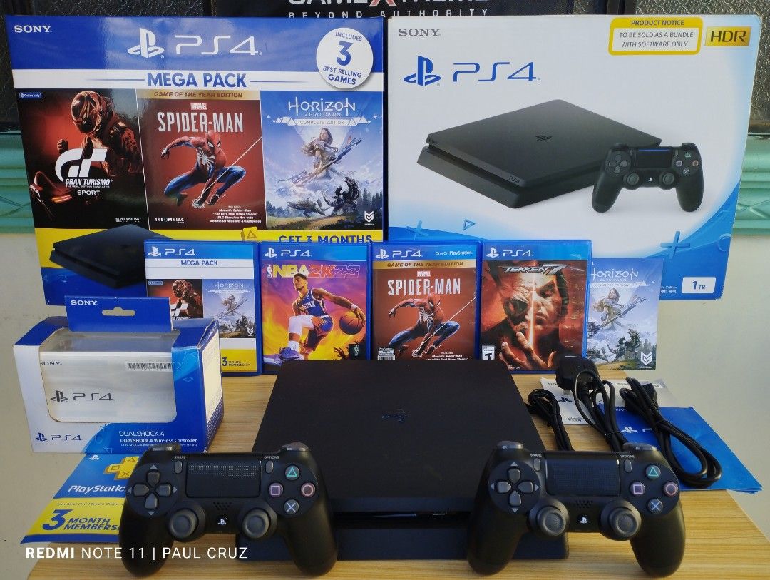 Ps4 Slim 1tb with 2 Original Ds4 V2 Controllers Games and