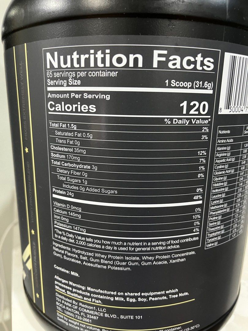 Redcon1 ration 2kg whey protein vanilla, Health & Nutrition, Health ...