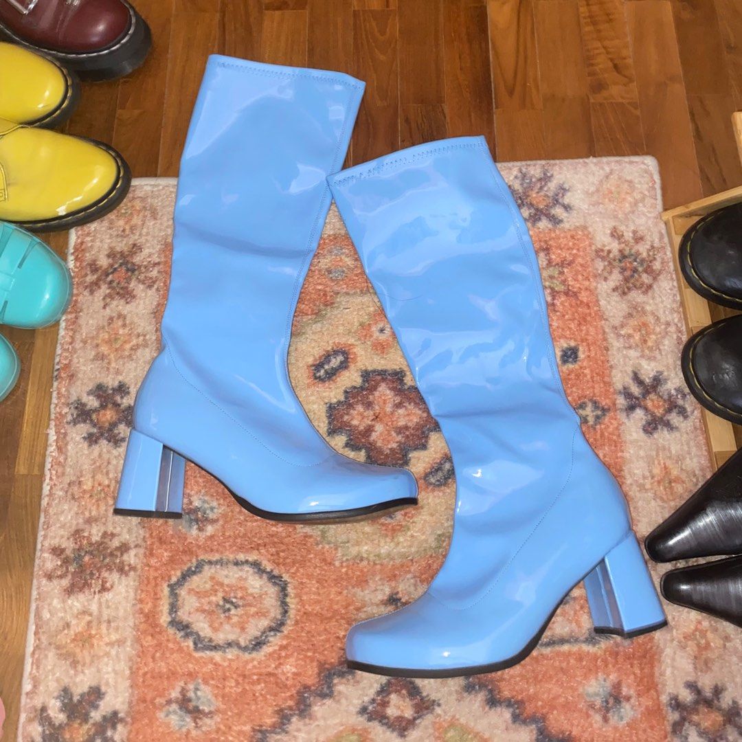 retro 60s mod blue vintage gogo boots Women s Fashion Footwear