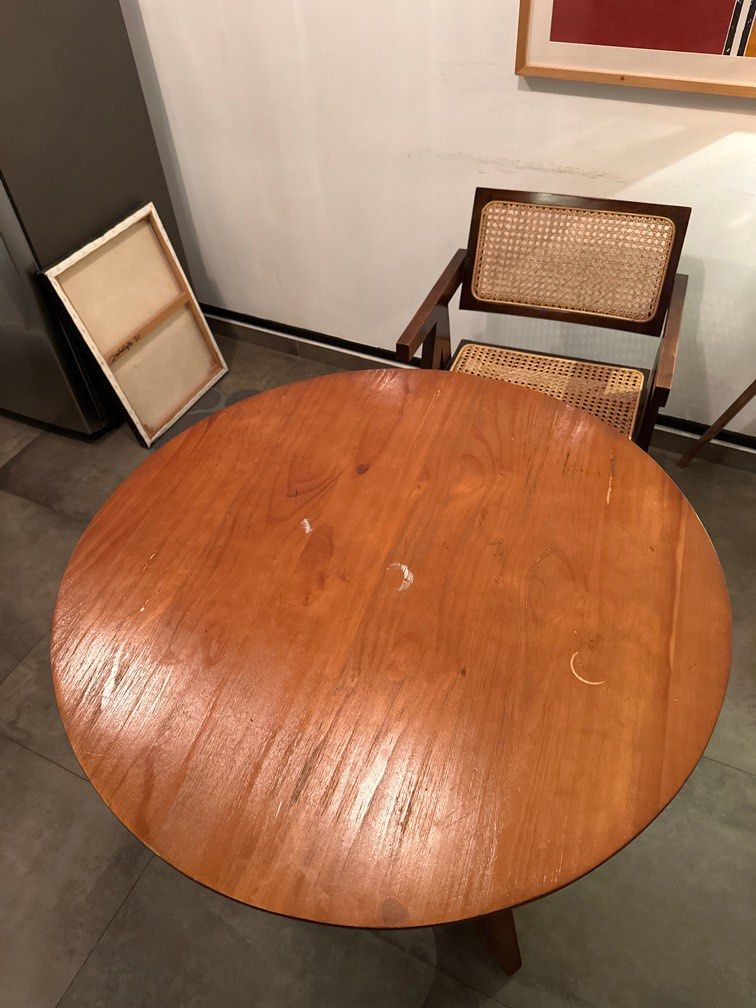 Round wooden Dining Table, Furniture & Home Living, Furniture, Tables