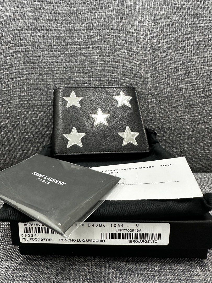 Saint Laurent Black & Red Stars Wallet for Men