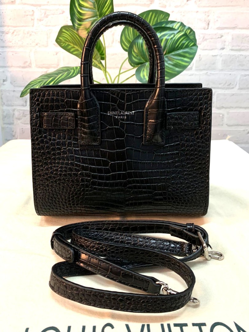 Saint Laurent Black Croc Embossed Leather Nano Classic Sac De Jour Tote Saint  Laurent Paris