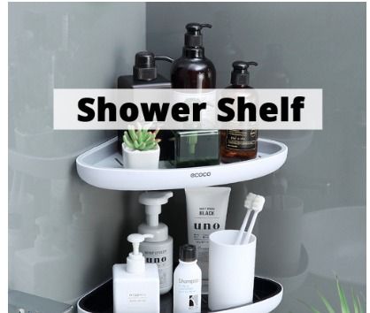 Shower Corner Shelf, Corner Shelf With Hooks 2-pack, Self-adhesive Glue,  Stainless Steel