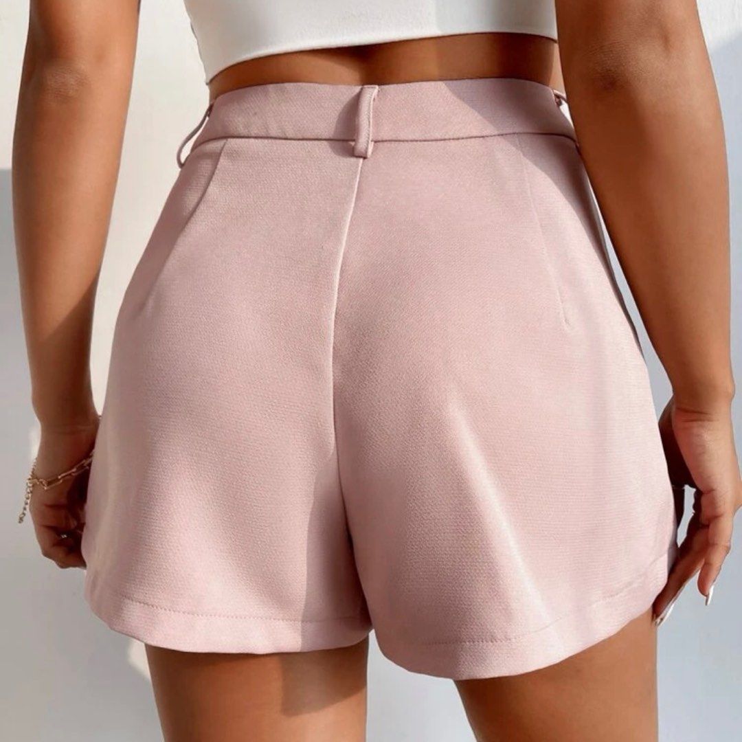 SHEIN PETITE High Waist Slant Pocket Shorts