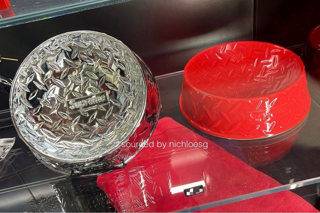 無料長期保証 Supreme Diamond Plate Dog Bowl Silver - 通販