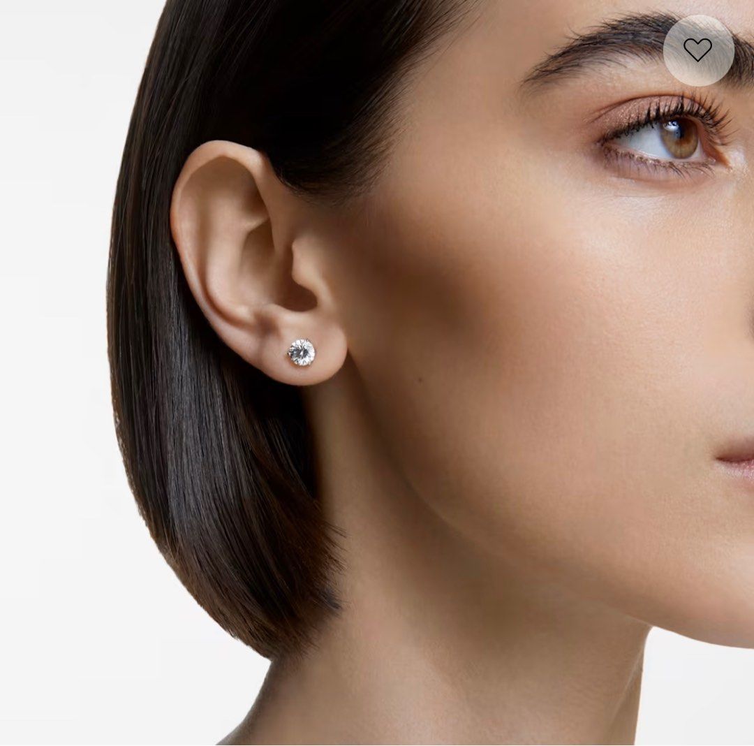 Swarovski solitaire stud earrings round cut rhodium plated