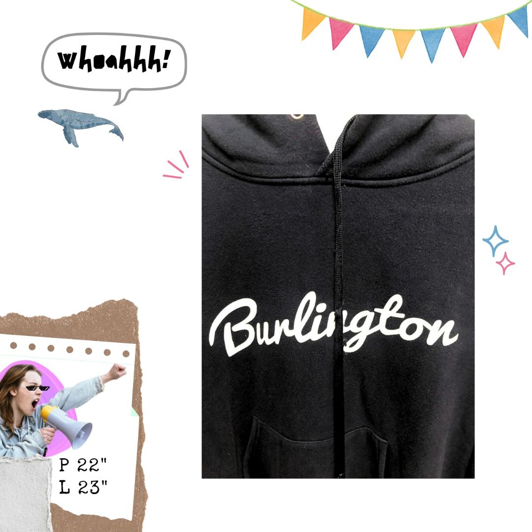 Sweatshirt Hoodies Thrift Vintage Burlington Men s Fashion