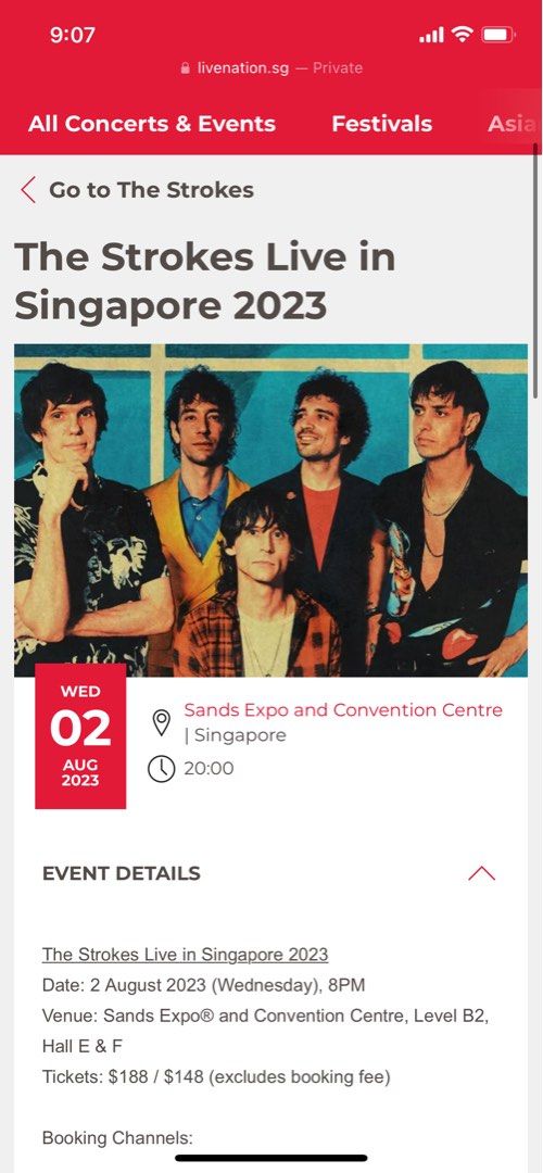 The Strokes Concert Ticket, Tickets & Vouchers, Event Tickets on Carousell
