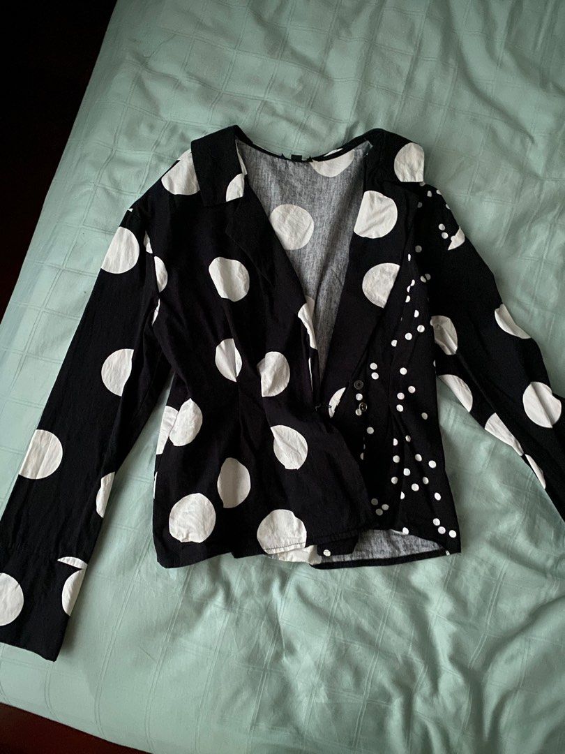 TOPSHOP polka dot wrap blouse chic