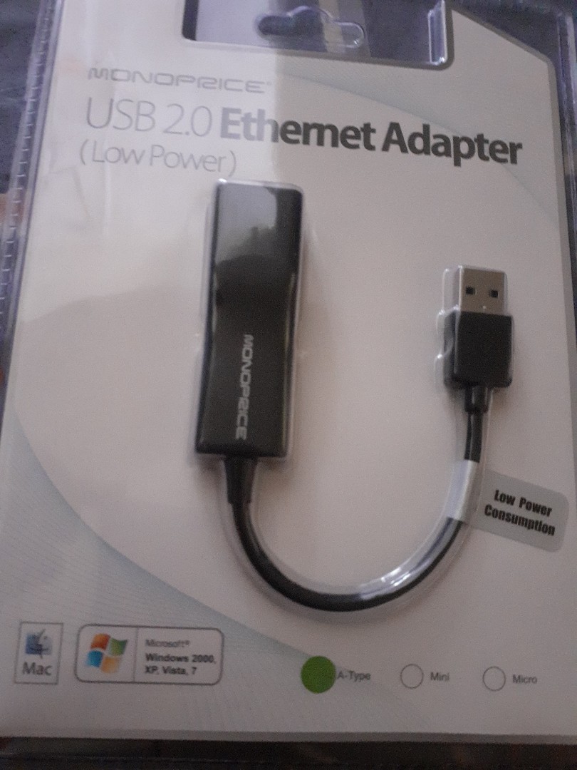 Monoprice USB 2.0 Ultrabook Ethernet Adapter (Low Power) 