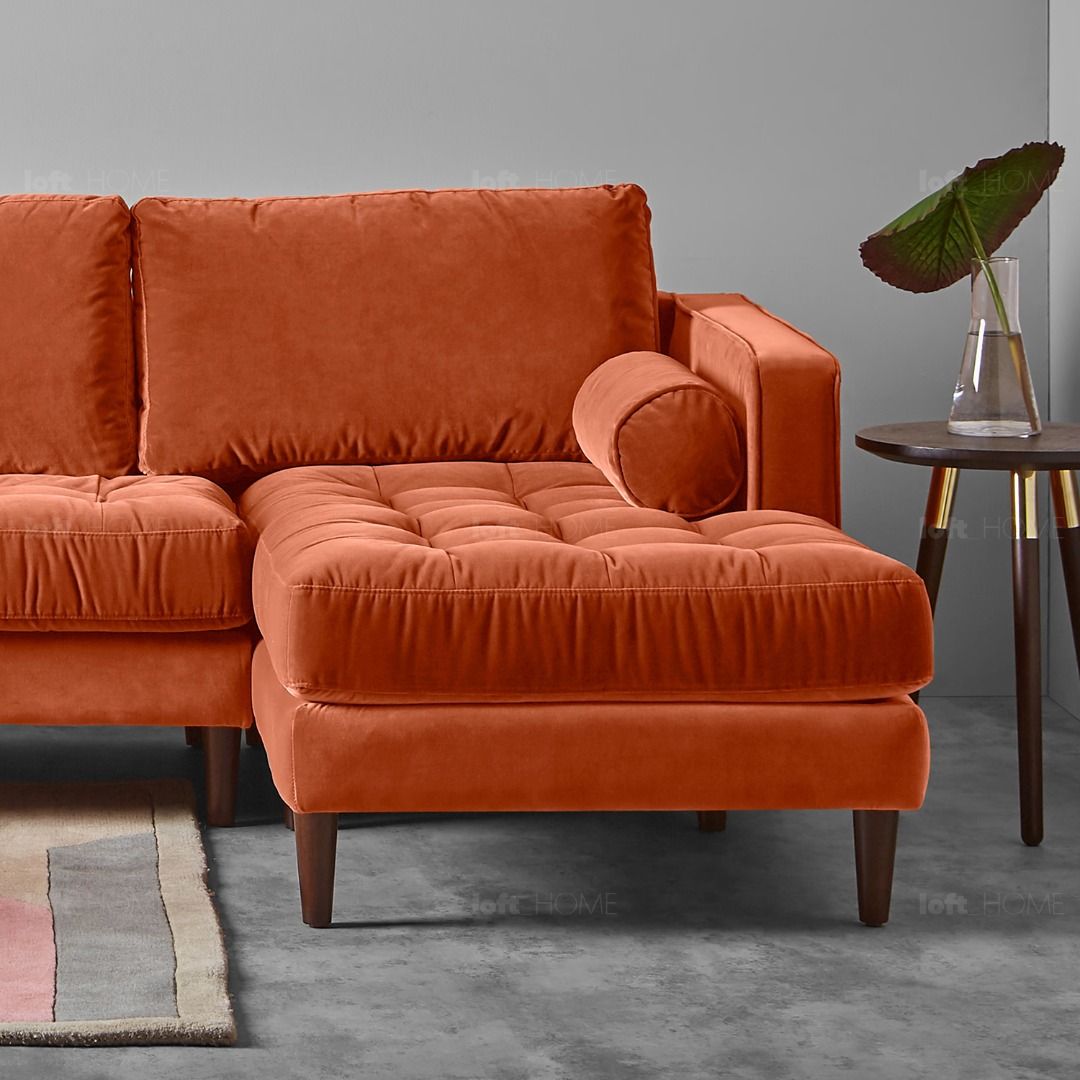 Velvet Sofa L Shape Burnt Orange SCOTT, Furniture & Home Living