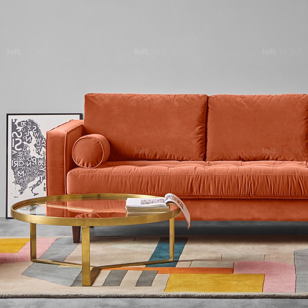Velvet Sofa L Shape Burnt Orange SCOTT, Furniture & Home Living