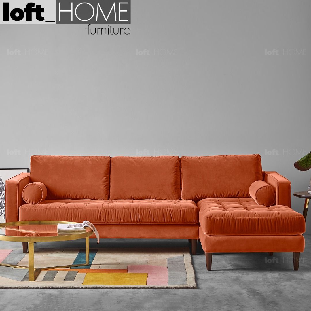 Velvet Sofa L Shape Burnt Orange SCOTT, Furniture & Home Living