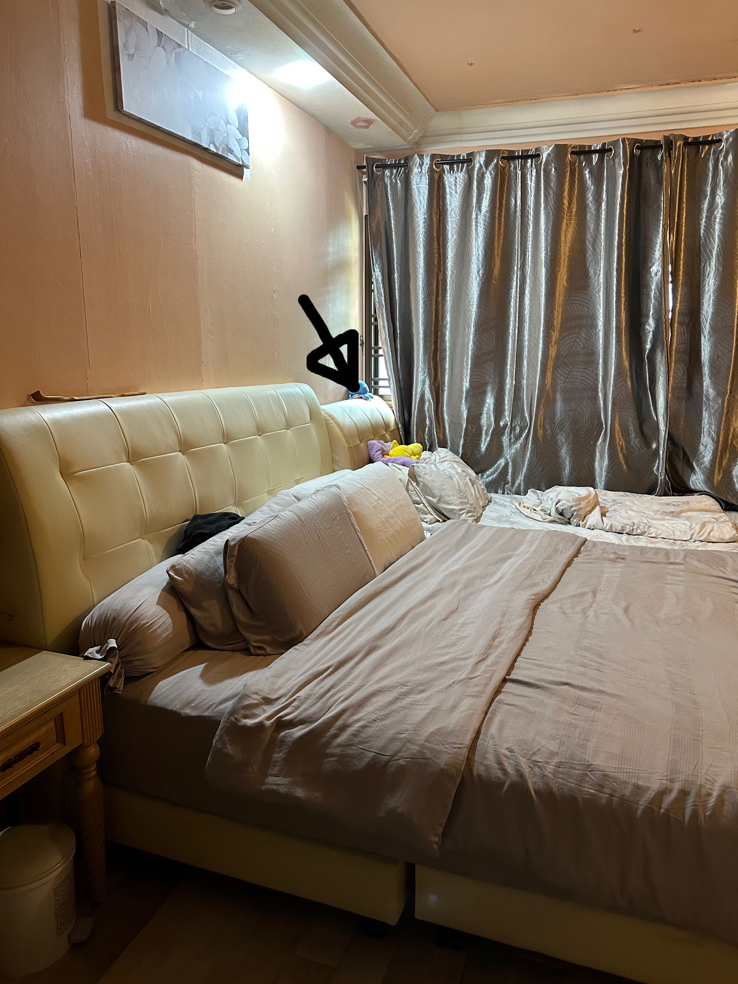 bed frame with cushion backing, champagne colour, Furniture