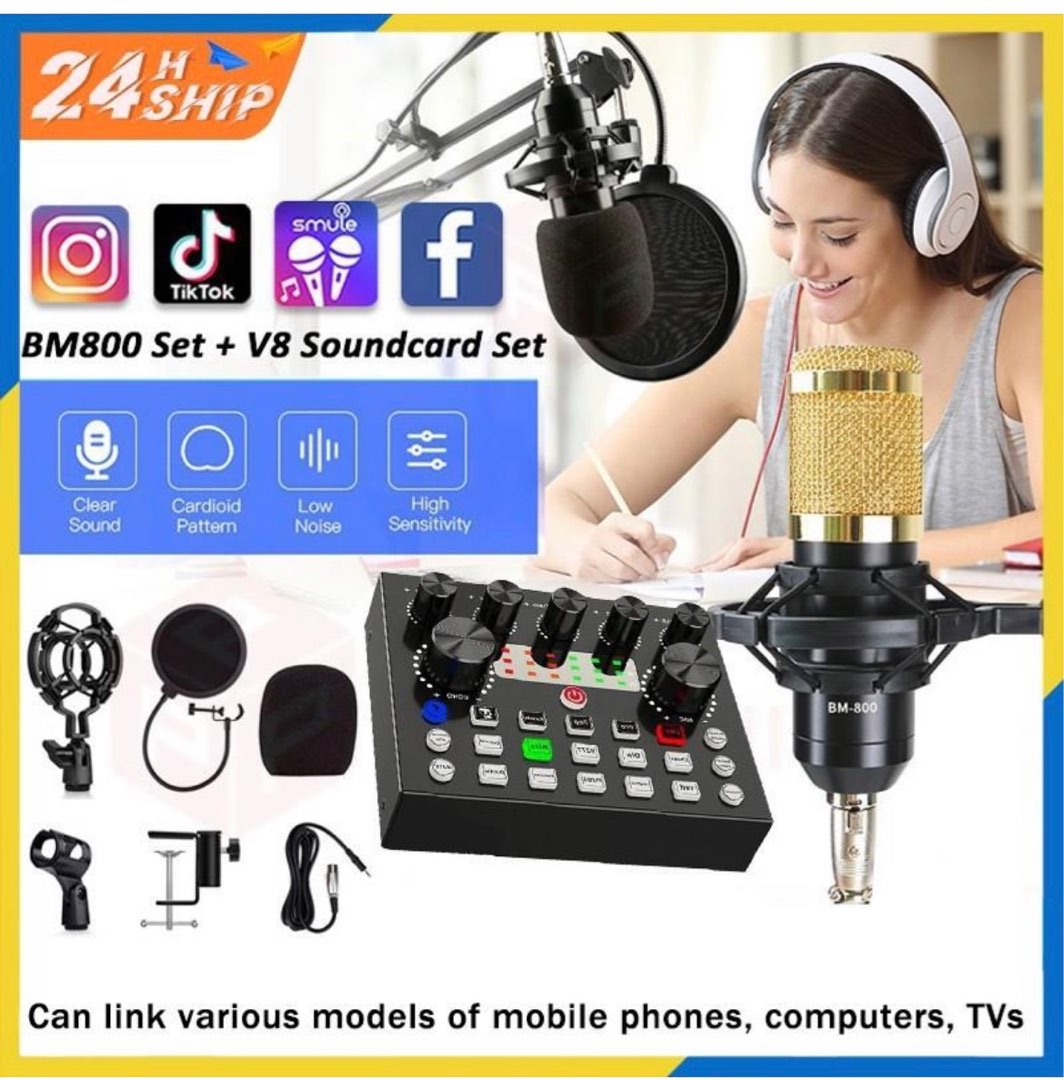 Vjs Sound System VJ Sound Card&Microphone, Audio, Portable Audio Accessories on Carousell
