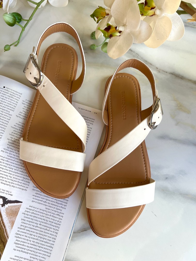 White Leather Sandals Women s Fashion Shoes on Carousell