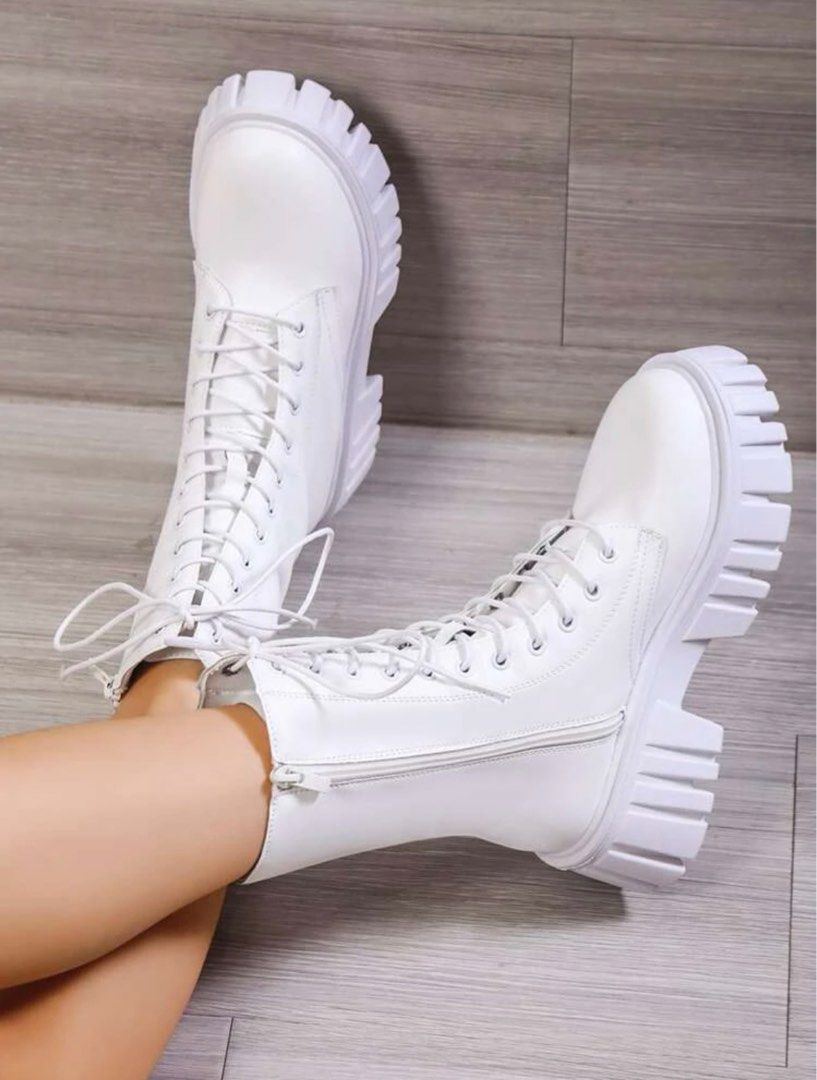 White lace best sale combat boots