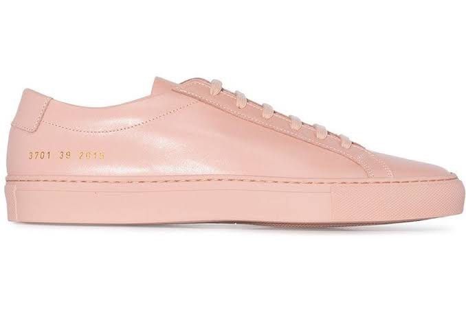 Woman by Common Projects Achilles Low Blush (Category: Sneakers) located in Baguio. Submitted by lordeidara (Listing ID 1238032417, Image 1). Description: 8/10 Has scuffs, scratches, aging soles, and sole drags. No Box Color: Blush Material: Leather Size on Tag: 39 Fits size: 7.5 US womens.