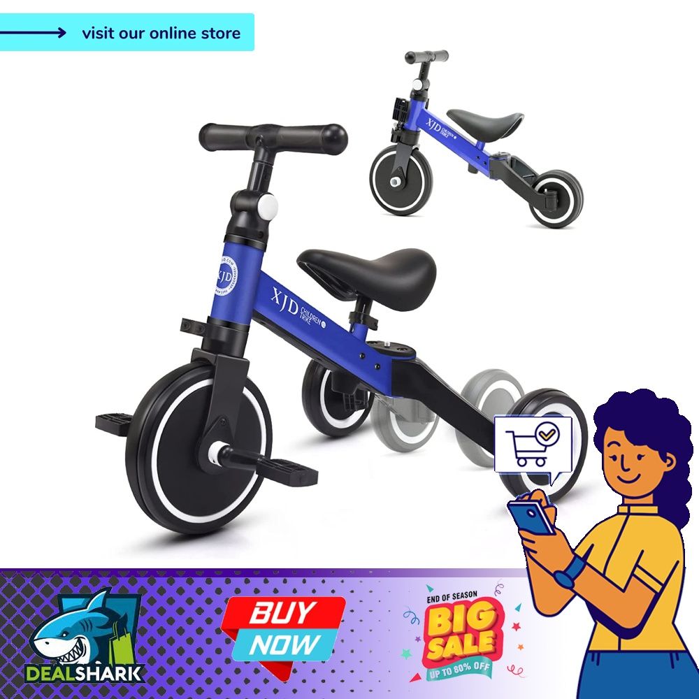 XJD 5 in 1 Kids Tricycles for 10 Month to 4 Years Old Kids Trike Toddler Bike Boys Girls Trikes for Toddler Tricycles Baby Bike Infant Trike with