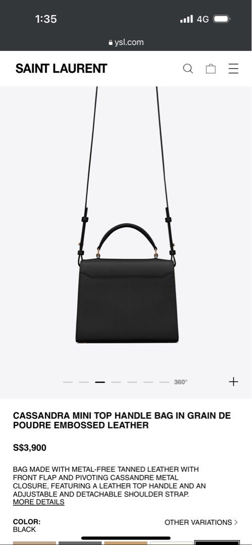 AUTHENTIC YSL CASSANDRA MINI TOP HANDLE BAG IN GRAIN DE POUDRE