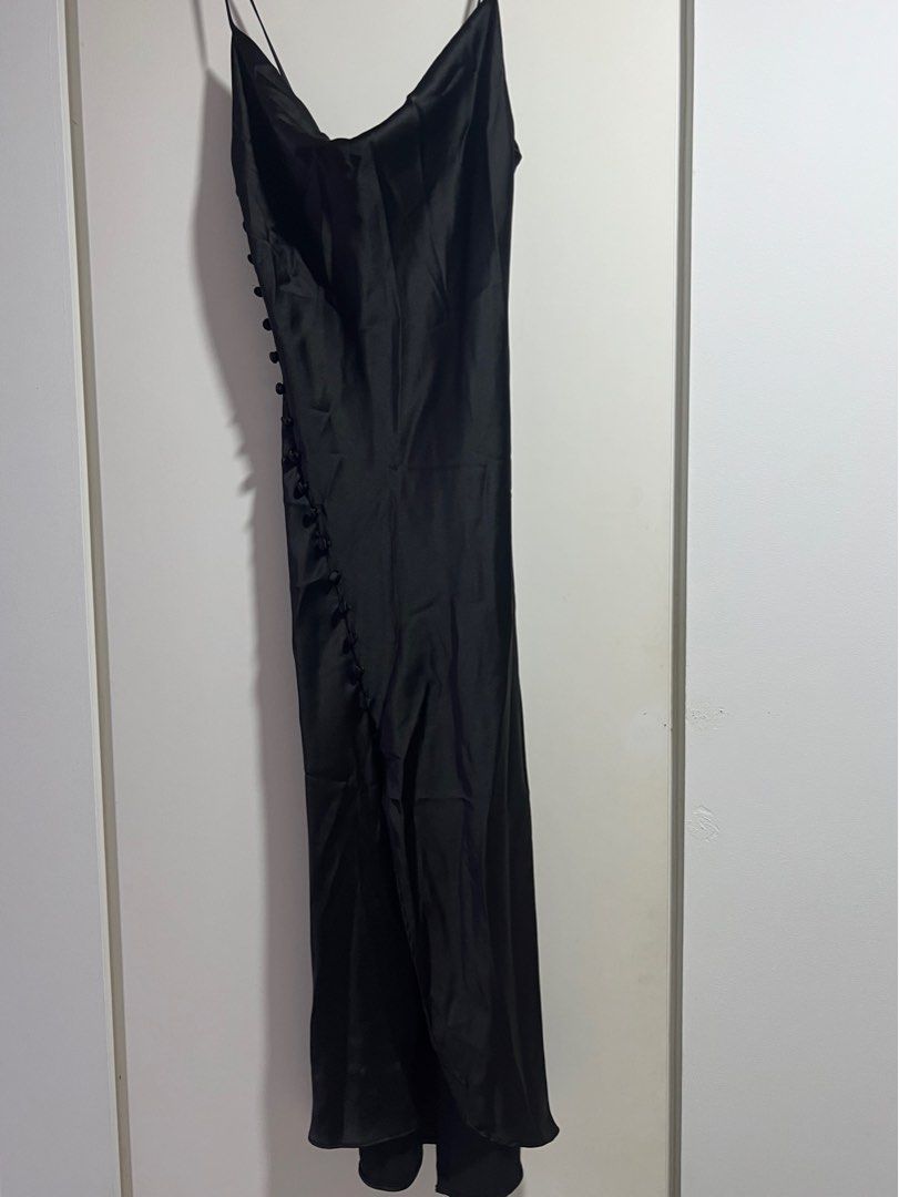 SATIN CAMISOLE DRESS - Black
