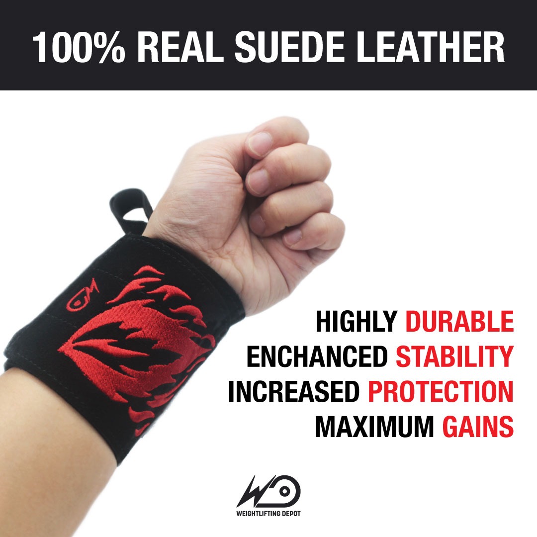 100 Suede Leather Wrist Wraps for Weightlifting, Powerlifting