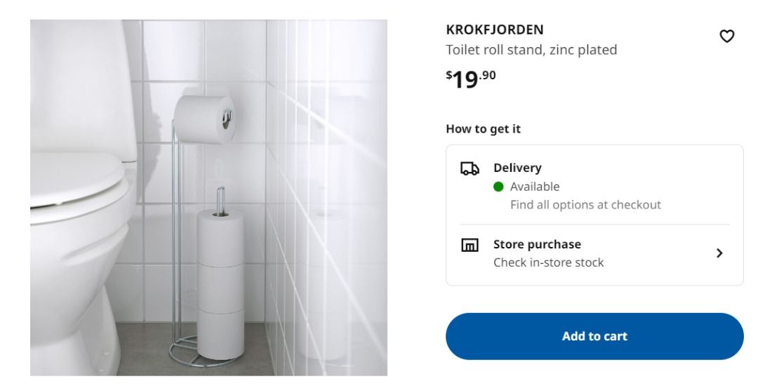 KROKFJORDEN Toilet roll stand, zinc plated - IKEA