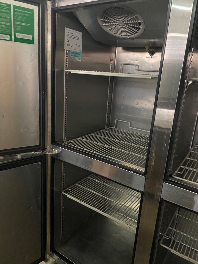 4 door upright combo. Half freezer half chiller. Blower cooling. Free