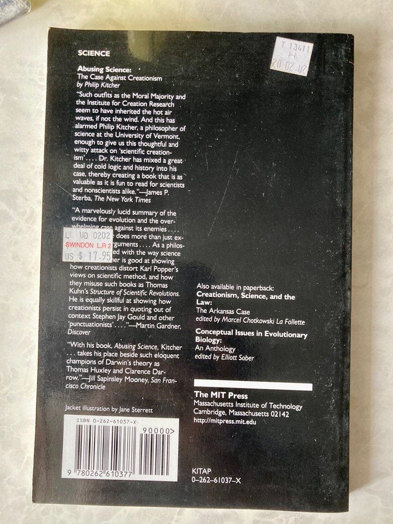 Abusing Science （分類：教科書）位於 Hong Kong。 由 beovsao 提交（商品編號 1238068649，圖片 2）。簡介： The case against creationism By Philip Kitcher。