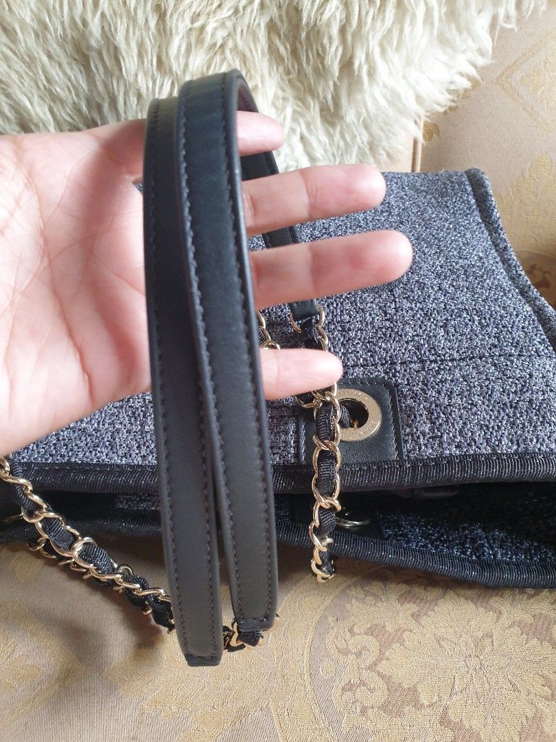Authentic Chanel Deauville Tote Bag (Category: Luxury Bags & Wallets) located in Pasig City. Submitted by castlescollections (Listing ID 1238067732, Image 3). Description: GOOD AS NEW Chanel Deauville Tote Bag with card & dustbag series 31×××××× Guaranteed Authentic Ready for pick-up/delivery🛵🏍 Feel free to dm me if interested COD via LBC is also accepted🚛 MOP: Gcash, Paymaya, BDO, BPI & CBC.