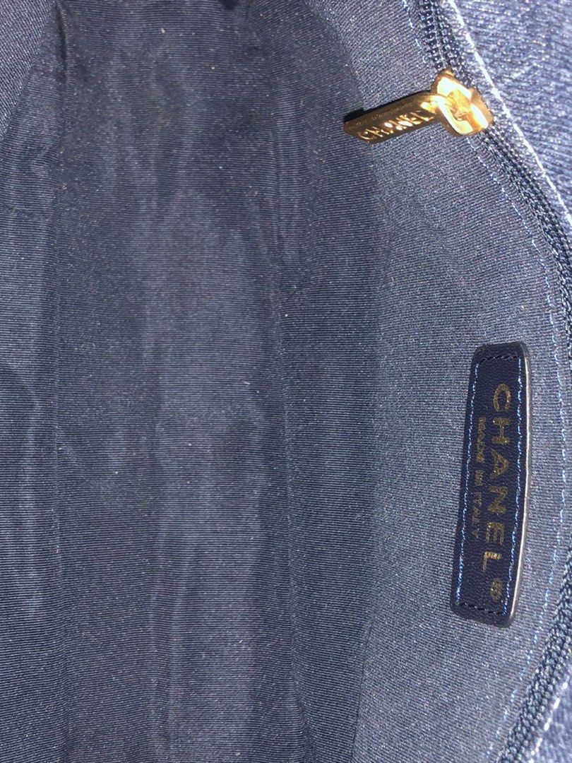 What Goes Around Comes Around Chanel Blue Denim Patchwork Boy Medium Bag