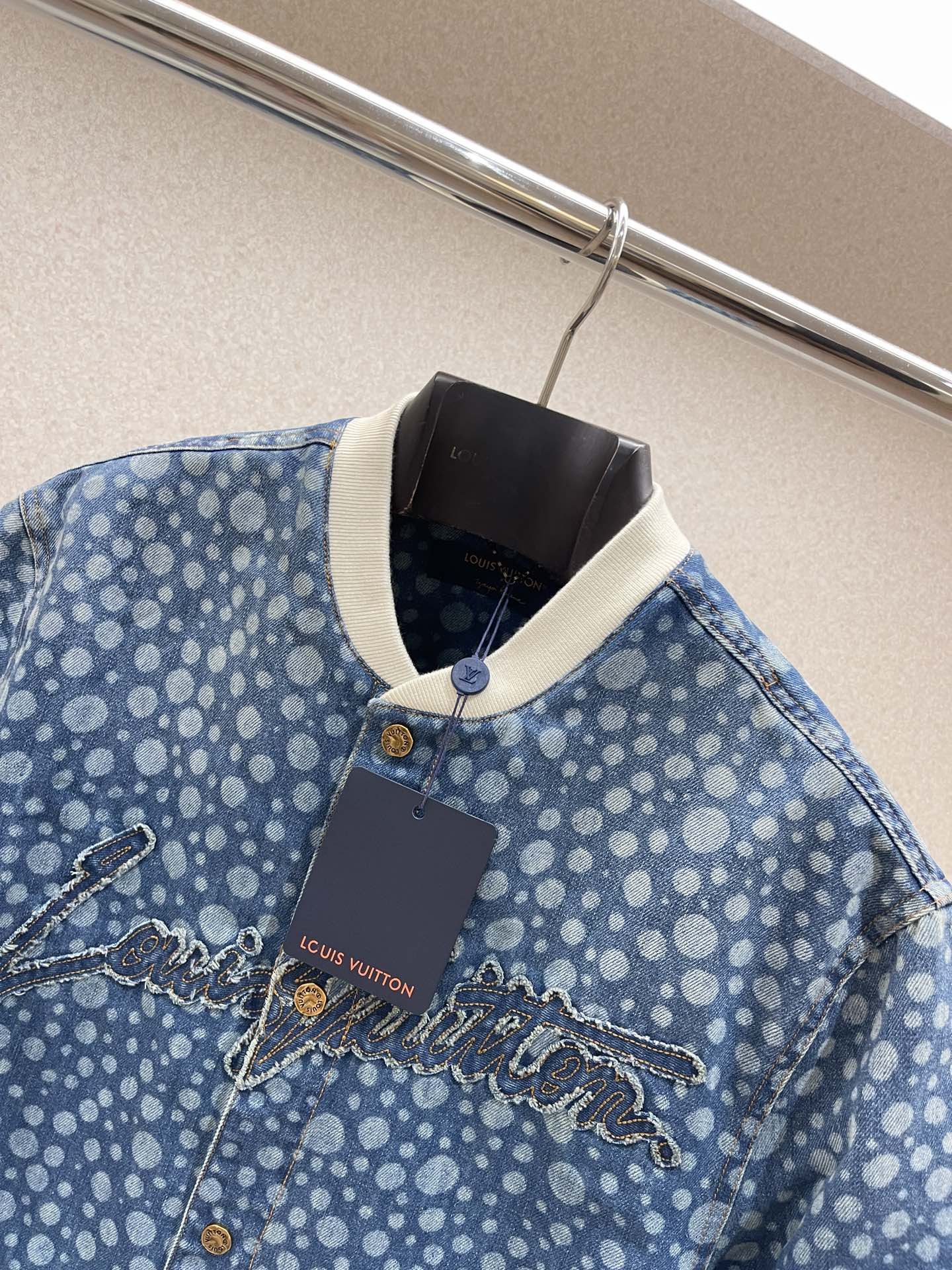 Authentic lv Yayoi Kusama Collaboration Denim Jacket, Men's Fashion