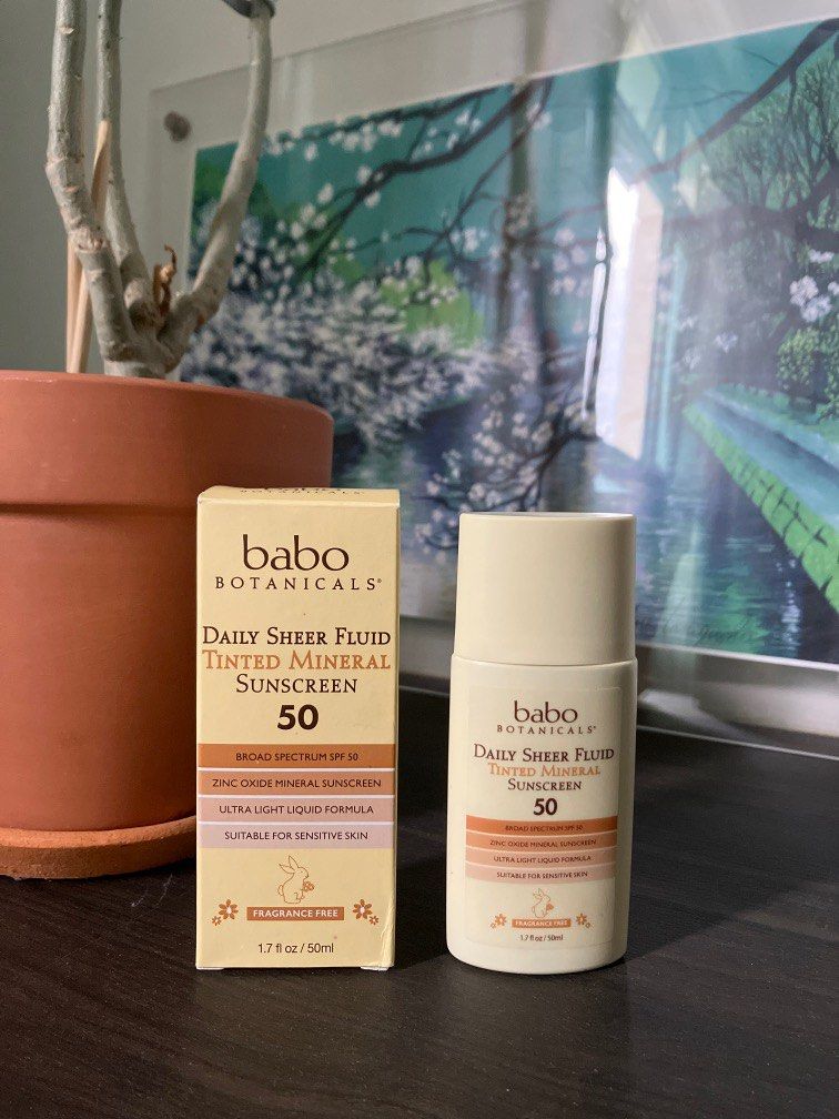 Babo Botanicals Sheer Mineral Sunscreen Lotion SPF 50 - Natural Zinc Oxide - Extra Sensitive Skin - Lightweight - Water Resistant - Fragrance-Free - EWG Verified- Sheer application