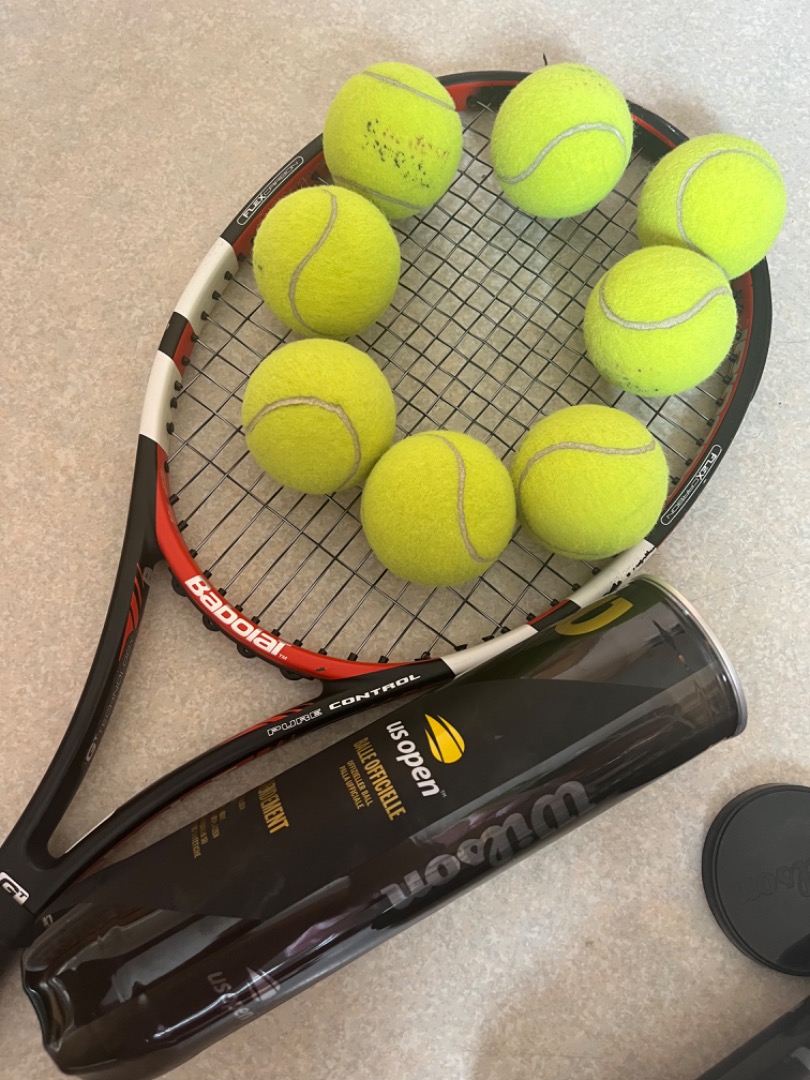 Babolat tennis racket + Wilson tennis ball, Sports Equipment, Sports